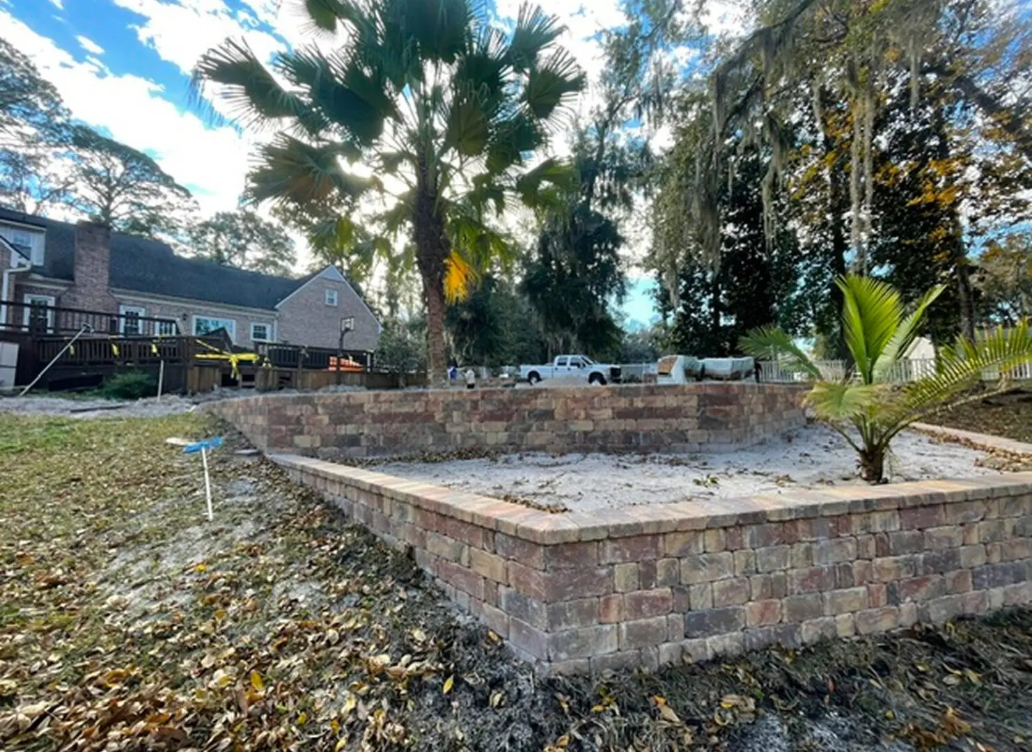 Outdoor brick landscaping project